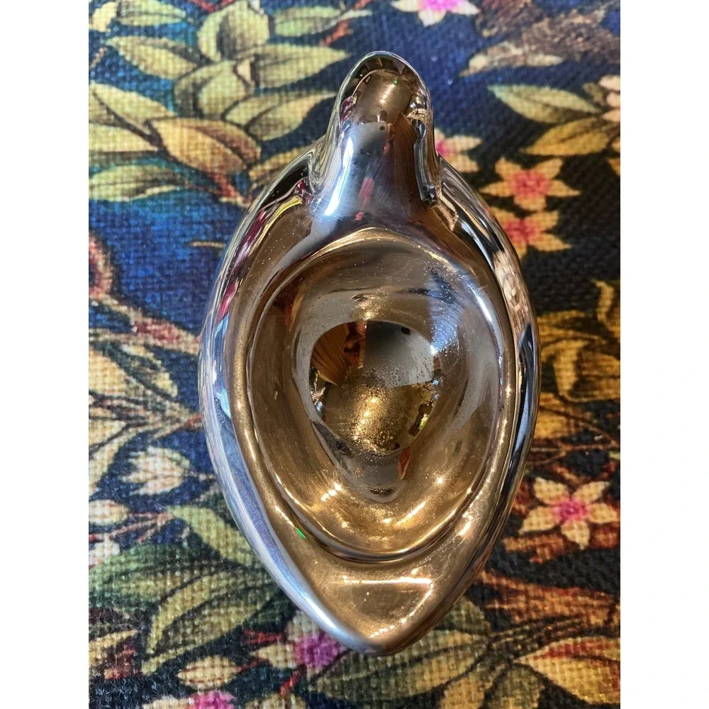 Pottery Barn Silver Tone Dove Salt Cellar with Feather Spoon 3 Piece Set